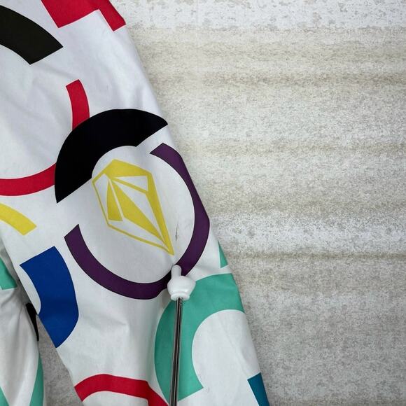 Vintage 90s Volcom Puffer Ski Jacket Mens S White Multicolor Full Zip Insulated - Picture 9 of 9